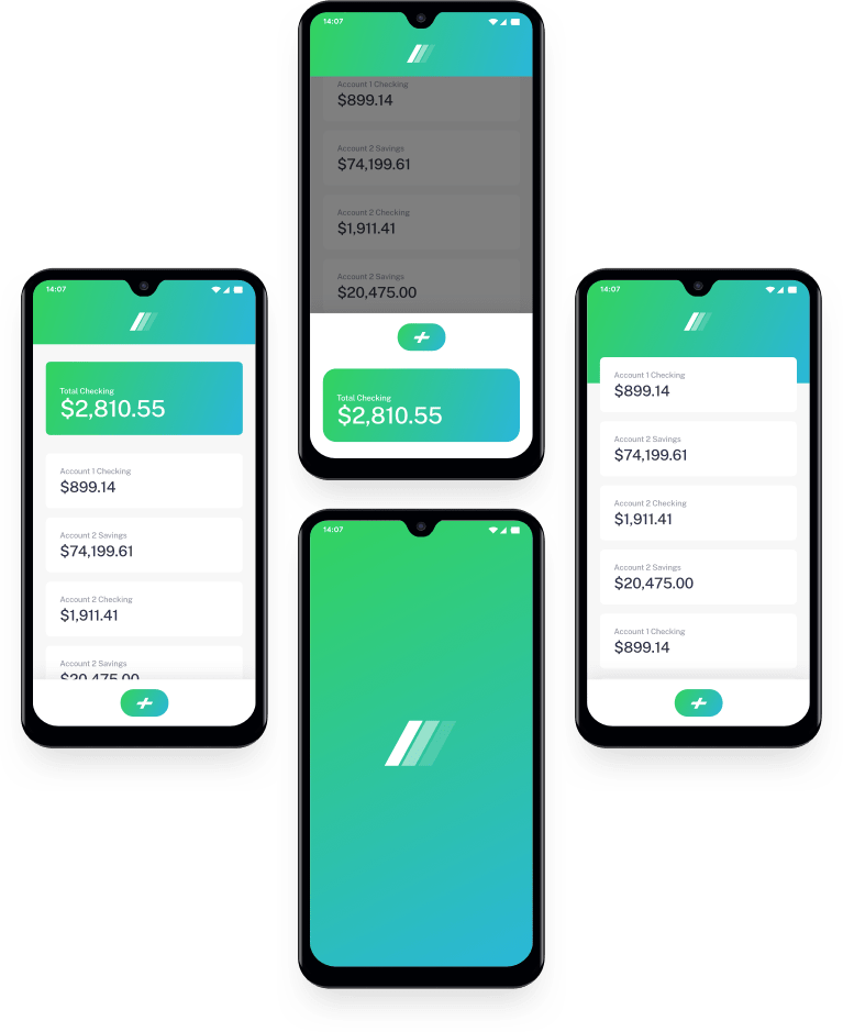 Mobile app screens